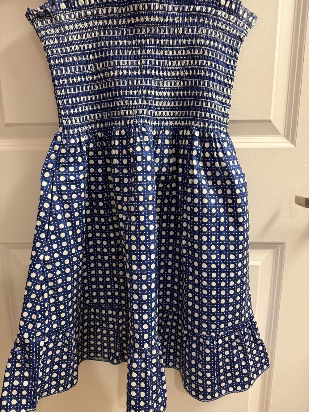 Hill House Navy Blue and White Smocked Flutter-Sleeve Sundress - Picture 5 of 5